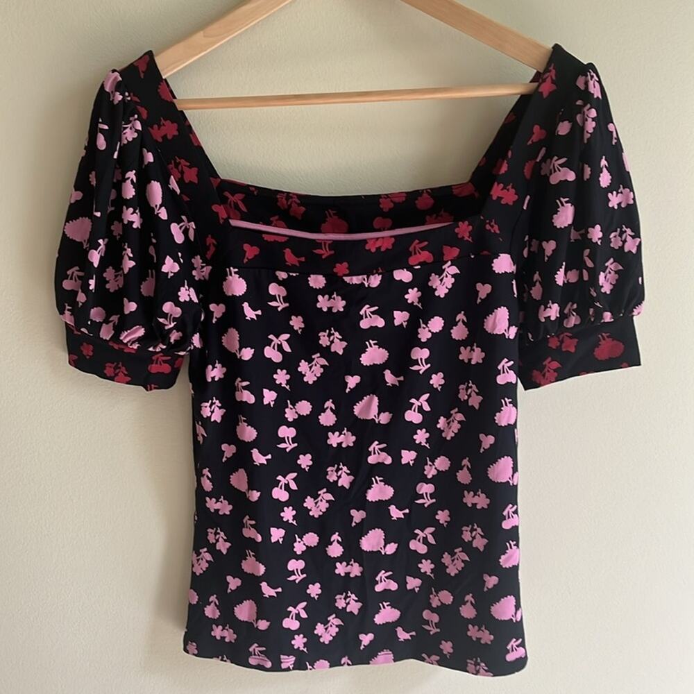 Nwt Boden Short Sleeve Top Square Neck Puff Milk Maid Sz 4